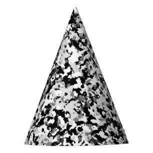 Arctic White Grey Black Camo Camouflage Party Party Hat