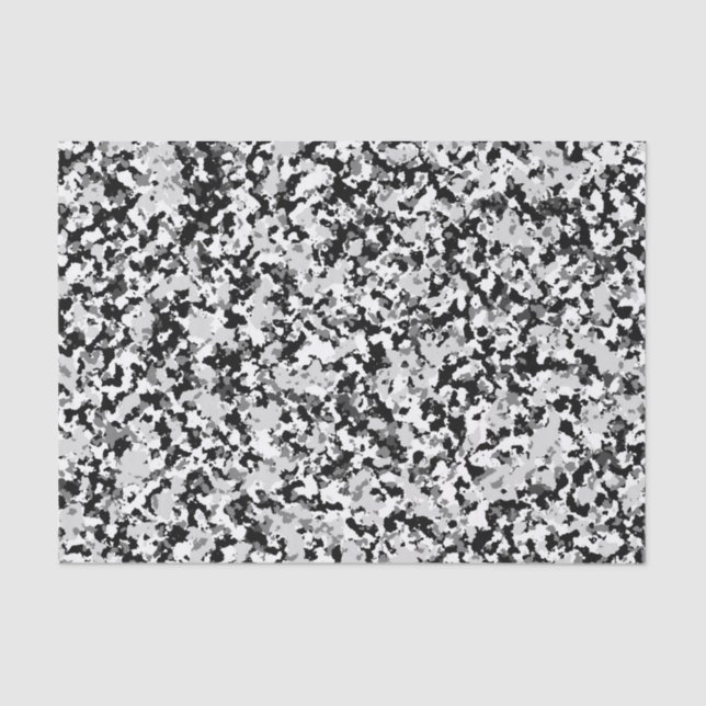 Arctic White Grey Black Camo Camouflage Party Tissue Paper (Front)