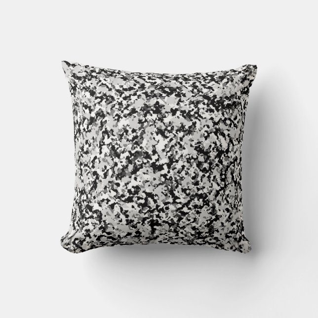 Arctic White Grey Black Camo Camouflage Pattern Cushion (Front)