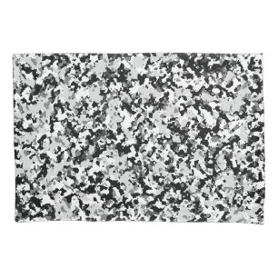 Arctic White Grey Black Camo Camouflage Pattern Pillowcase