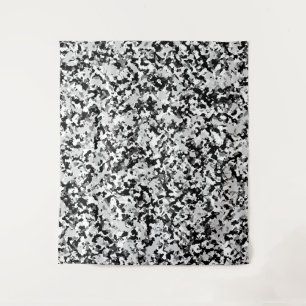 Arctic White Grey Black Camo Camouflage Pattern Tapestry