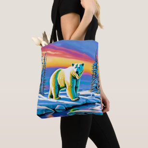 Arctic Wild Snowy Polar Bear Tote Bag