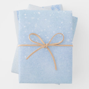 Arctic Winter Blue Snowflake Wrapping Paper Sheet