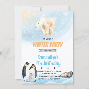 Arctic winter party theme invitation
