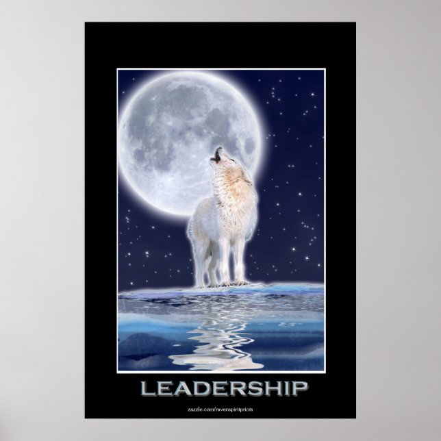 Arctic Wolf & A Winter Moon LEADERSHIP Art Poster (Front)