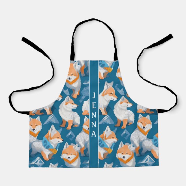 Arctic Wolf Geometric Colourful Custom Pattern Apron (Front)