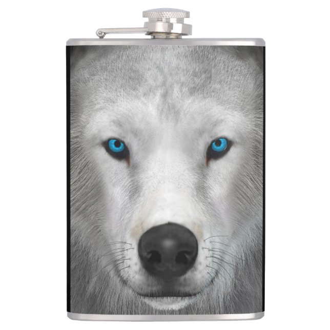 Arctic Wolf Hip Flask (Front)