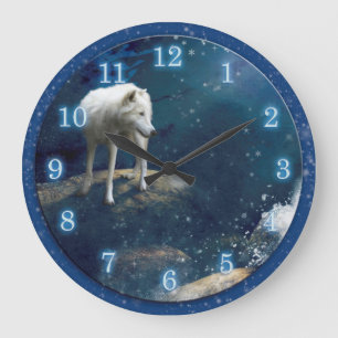 ARCTIC WOLF MOON STRIDER LARGE CLOCK