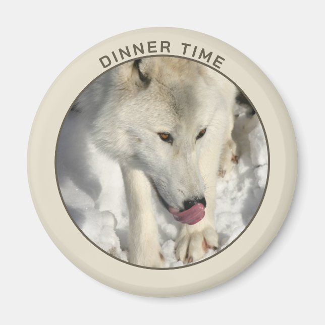 Arctic Wolf Photograph Magnet (Front)