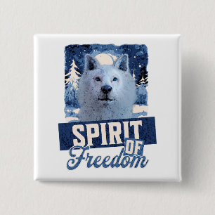 Arctic Wolf Spirit of Freedom Wildlife Design 15 Cm Square Badge