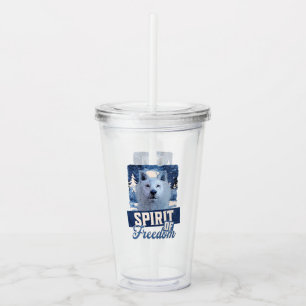 Arctic Wolf Spirit of Freedom Wildlife Design Acrylic Tumbler