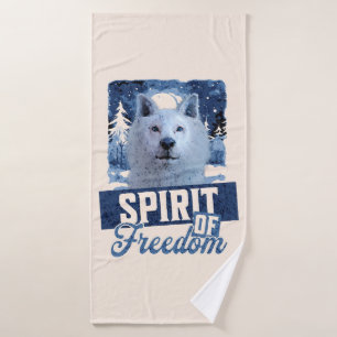 Arctic Wolf Spirit of Freedom Wildlife Design Bath Towel