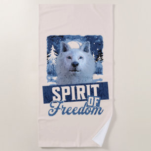 Arctic Wolf Spirit of Freedom Wildlife Design Beach Towel