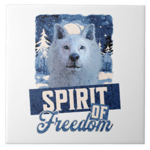 Arctic Wolf Spirit of Freedom Wildlife Design Ceramic Tile