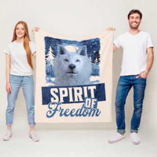 Arctic Wolf Spirit of Freedom Wildlife Design Fleece Blanket