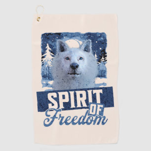 Arctic Wolf Spirit of Freedom Wildlife Design Golf Towel