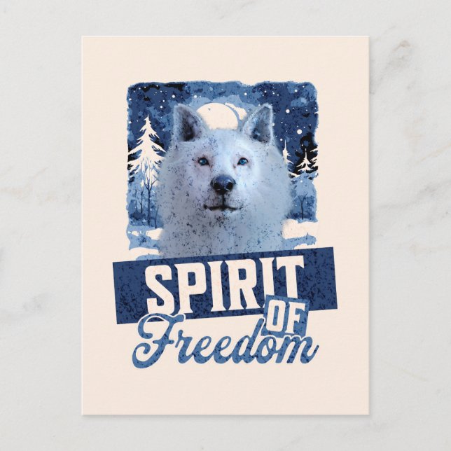 Arctic Wolf Spirit of Freedom Wildlife Design Postcard (Front)