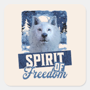 Arctic Wolf Spirit of Freedom Wildlife Design Square Sticker
