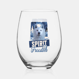 Arctic Wolf Spirit of Freedom Wildlife Design Stemless Wine Glass
