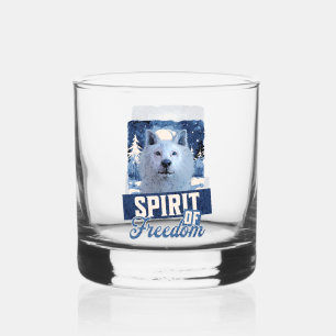 Arctic Wolf Spirit of Freedom Wildlife Design Whiskey Glass