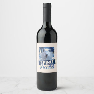 Arctic Wolf Spirit of Freedom Wildlife Design Wine Label