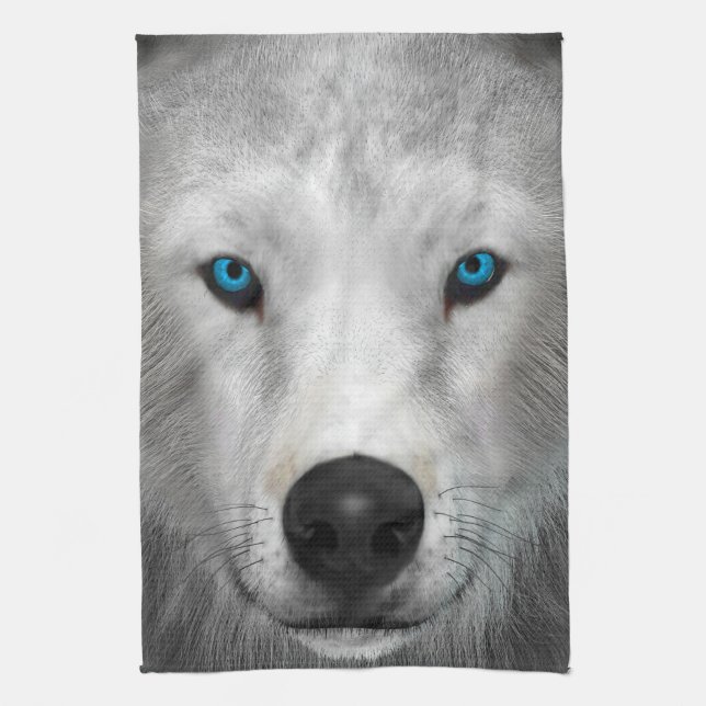 Arctic Wolf Tea Towel (Vertical)