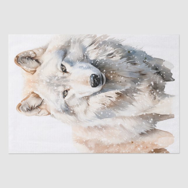 Arctic Wolf Watercolor Tissue Paper (Front)