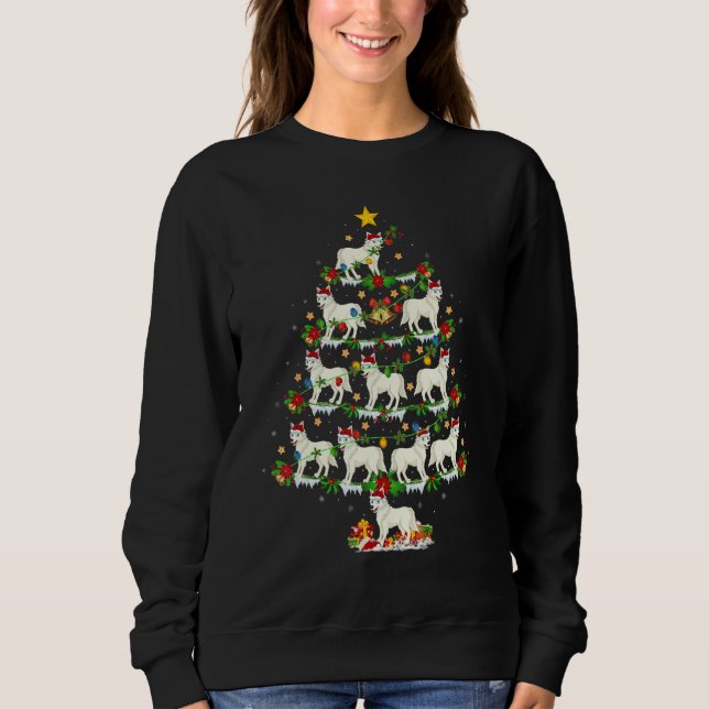 Arctic Wolf  Xmas Lights Arctic Wolf Christmas Tre Sweatshirt (Front)