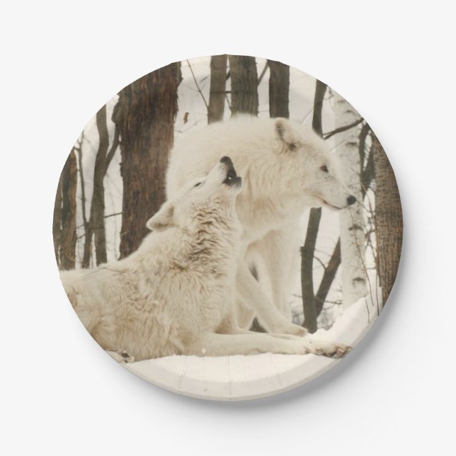Arctic Wolves In Winter Paper Plates (Front)