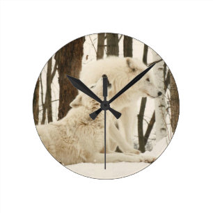 Arctic Wolves Round Clock