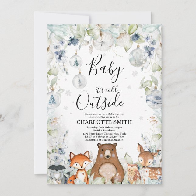 Arctic Woodland Baby Shower Invitation (Front)