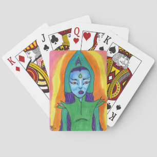 Arcturian Self-Portrait Galactic Starseed Alien Me Playing Cards
