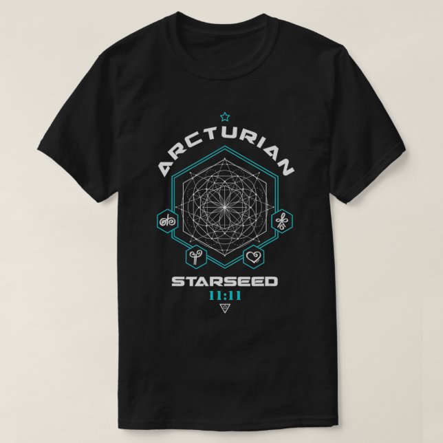 Arcturian Starseed Light Code Sacred Geometry 1111 T-Shirt (Design Front)
