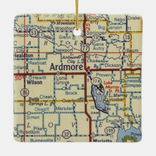 Ardmore OK Vintage Map Ceramic Ornament
