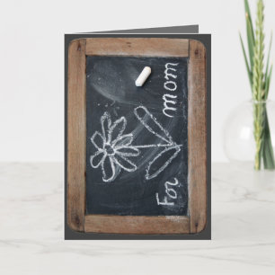 Ardoise 10 Flower for Mum Vinatge School Slate C Card