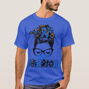 ARDS Awareness Warrior Women Glasse Messy Bun Leop T-Shirt