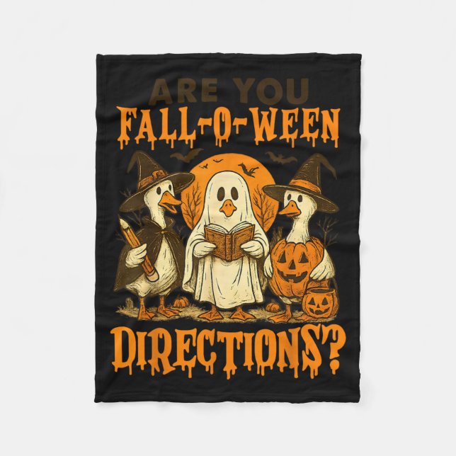 are Fall-o-ween Directions Funny Halloween Teacher Fleece Blanket (Front)