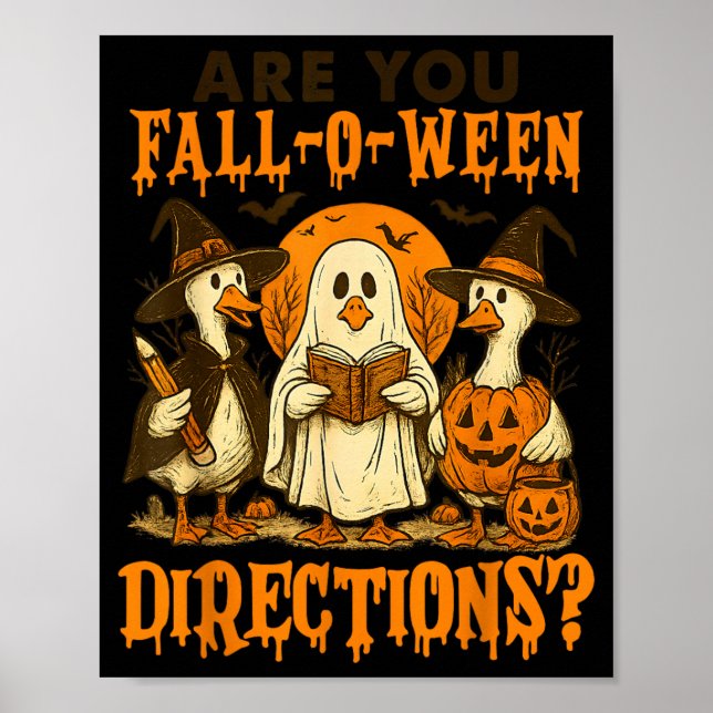 are Fall-o-ween Directions Funny Halloween Teacher Poster (Front)
