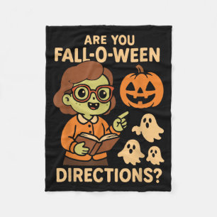 are Fall O Ween Directions Funny Teacher Halloween Fleece Blanket