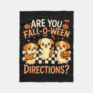 Are Fall O Ween Directions Teacher Halloween Dog Fleece Blanket