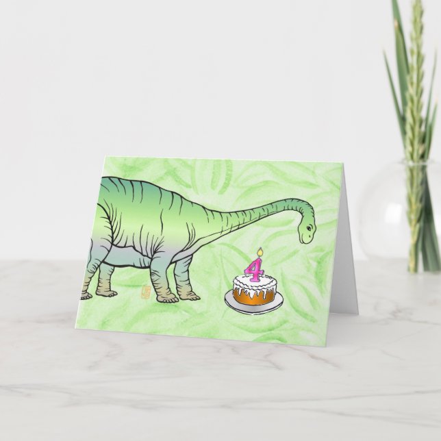 Are you a dinosaur? Four-year-old Birthday Card (Front)