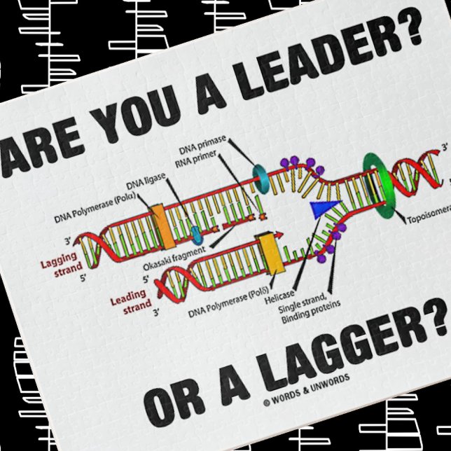 Are You A Leader? Or A Lagger? Geek DNA Humour Jigsaw Puzzle (Solve this jigsaw puzzle with a dose of DNA/molecular biology attitude)