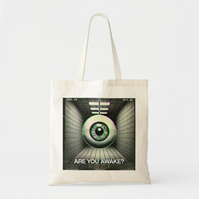👁️ “Are You Awake?” Weirdcore Tote Bag 👁️ (Front)