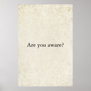 Are You Aware Vintage Paper Minimalist Typography Poster