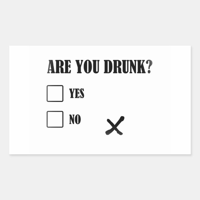 are you drunk funny text message illustration ques rectangular sticker (Front)