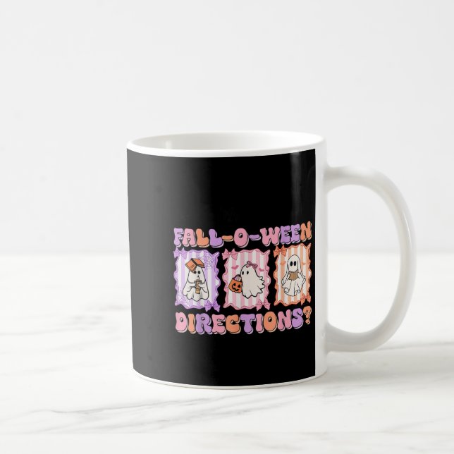 Are You Fall-o-ween Directions Funny Ghost Pumpkin Coffee Mug (Right)
