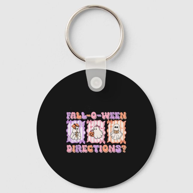 Are You Fall-o-ween Directions Funny Ghost Pumpkin Key Ring (Front)