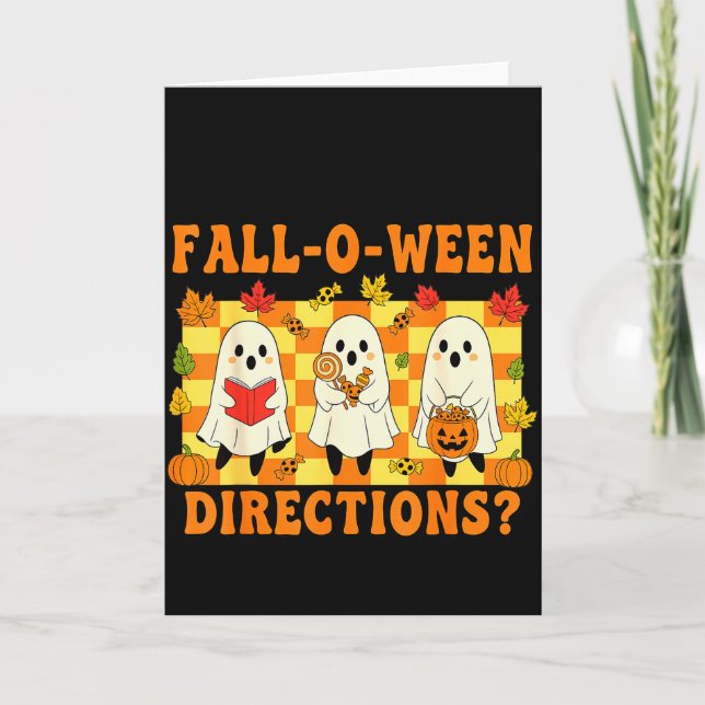 Are You Fall-o-ween Directions Funny Ghost Teacher Card (Front)