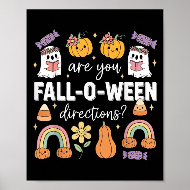 Are You Fall O Ween Directions Funny Halloween Tea Poster (Front)
