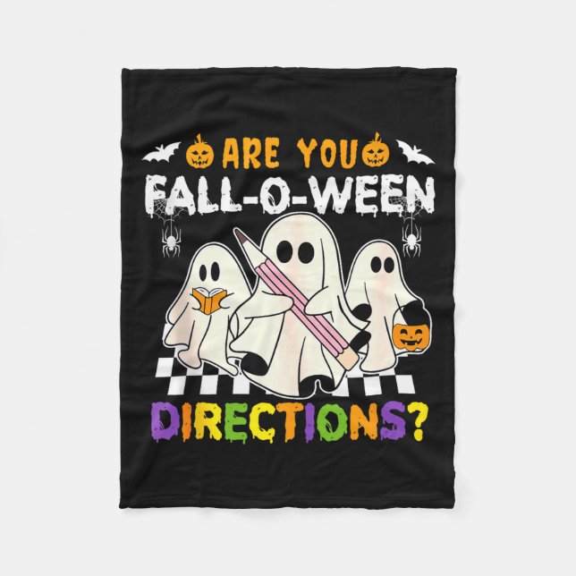 Are You Fall O Ween Directions Ghost Christian Hal Fleece Blanket (Front)